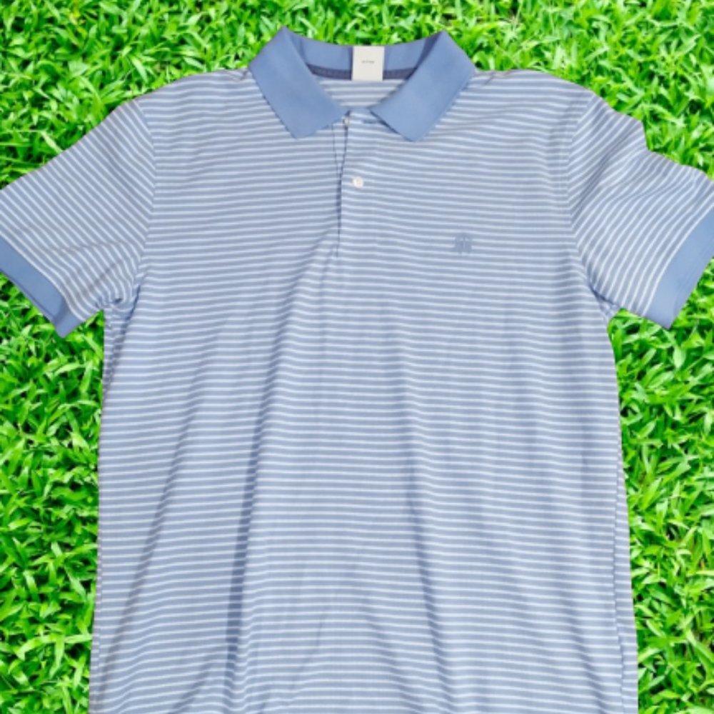brooks brothers polo mens striped light blue size L